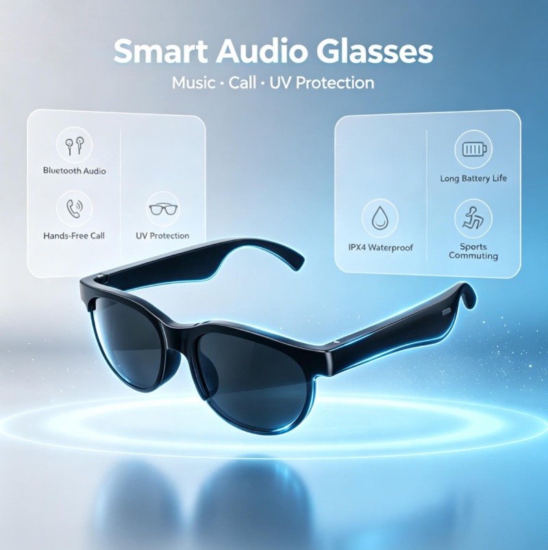 Smart Glasses Lens - Kacamata Audio Pintar Bluetooth, Panggilan Bebas